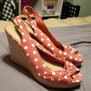 Pink polkadot wedges